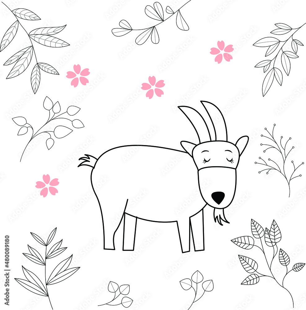 Wall mural Seamless childish pattern with cute animals in black and white style. Vector illustration. Beautiful animals. Creative scandinavian kids textures for fabric, wrapping, textile, wallpaper, clothes.