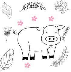 Seamless childish pattern with cute animals in black and white style. Vector illustration. Beautiful animals. Creative scandinavian kids textures for fabric, wrapping, textile, wallpaper, clothes.