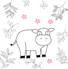 Seamless childish pattern with cute animals in black and white style. Vector illustration. Beautiful animals. Creative scandinavian kids textures for fabric, wrapping, textile, wallpaper, clothes.