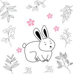 Seamless childish pattern with cute animals in black and white style. Vector illustration. Beautiful animals. Creative scandinavian kids textures for fabric, wrapping, textile, wallpaper, clothes.