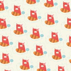 Hand drawn seamless pattern abstract cute cat cartoon premium vector 
for kids and baby. Print on t shirts, fabric, linen, textile and wallpaper background