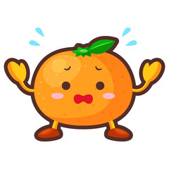 焦っているかわいいみかんのキャラクターのイラスト