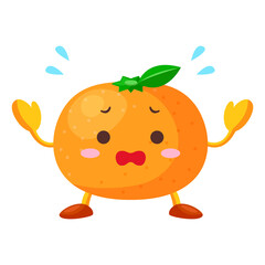 焦っているかわいいみかんのキャラクターのイラスト