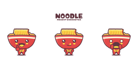vector noodle cartoon mascot, with different expressions