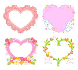 Set of cute heart-shaped vector frames.