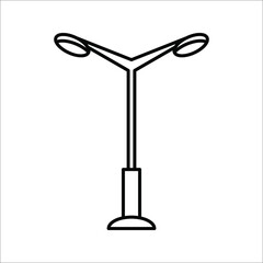 Street light line black and white vector icon. Lamppost flat silhouette on white background. eps 10