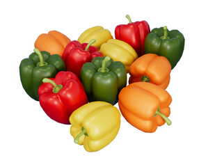 isometric bell pepper fruit 3d rendering