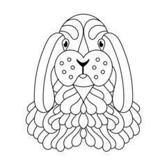 Hand drawn Dog. Coloring page. Animal doodle Sketch. Vector illustration for adult and children