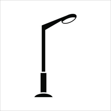 Street light line black and white vector icon. Lamppost flat silhouette on white background. eps 10
