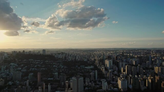 Aerial view of the city of Belo Horizonte, in Minas Gerais, Brazil. 4K.