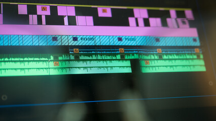 video editting timeline close up