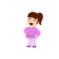 Pretty Little Girl. Happy child. Cute Character in pink clothes.
