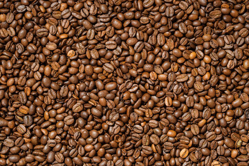 Background from fresh roasted aromatic coffee beans.