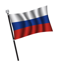 Russian flag , flag of Russian waving on flag pole, vector illustration EPS 10.