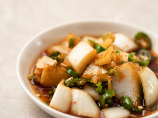 Onion and pepper marinated in soy sauce
