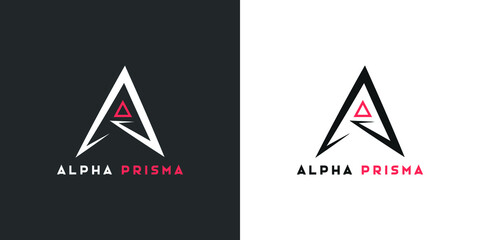 Letter A minimal Branded logo template icon with Prism design and line art abstract technique