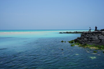 a beautiful beach in mist