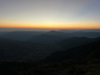 View of sunrise at Phu Ruea National Park, Loei Province, Thailand