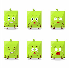 Obraz premium Character cartoon of green sticky notes with scared expression