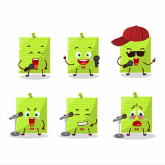A Cute Cartoon design concept of green sticky notes singing a famous song