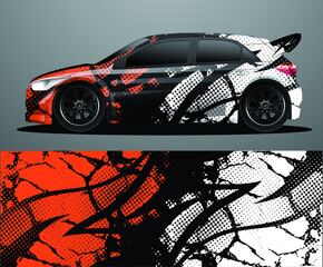 Rally car decal graphic wrap vector, abstract background