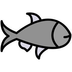 Fish filled line color icon