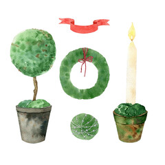 Handpainted watercolor clipart 5 floristic  elements