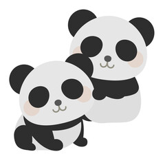 遊ぶ双子の赤ちゃんパンダ　イラスト