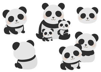 双子のパンダとお母さんパンダ　まとめ　イラスト