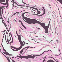 Fluid art texture. Abstract background with swirling paint effect. Liquid acrylic picture that flows and splashes. Mixed paints for interior poster. Pink, brown, beige overflowing colors