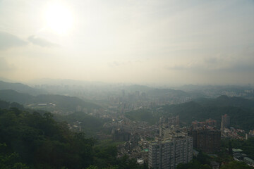 Fototapeta premium rural cityscape, Taipei from the mountain view.