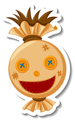 Head of scarecrow with happy face