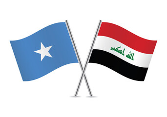 Somalia and Iraq flags. Somalian and Iraqi flags isolated on white background. Vector illustration.