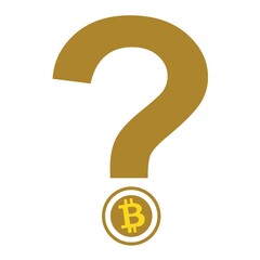 question symbol witg bitcoin logo vector design