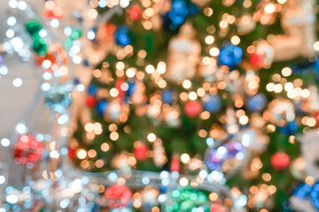 Colourful & Beautiful Blurry circle bokeh, out of focus background in the Christmas concept and theme.