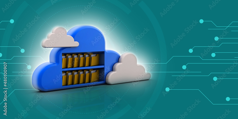 Poster 3d rendering cloud folder network