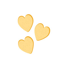 Heart shaped cookies. Sweet snack. Festive dessert. clip-art isolated on white background. Symbol of love. Sticker, decal, Valentine's Day decor. Vector illustration, hand drawn, doodle