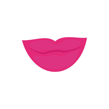 Pink juicy lips. Symbol of passion, kiss. clip-art isolated on white background. Sticker, decal, Valentine's Day decor. Vector illustration, hand drawn, doodle