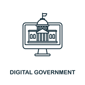 Digital Government icon. Line element from digital transformation collection. Linear Digital Government icon sign for web design, infographics and more.