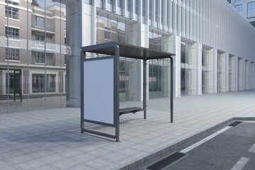 Bus Stop Bus Shelter Mockup 3D Rendering