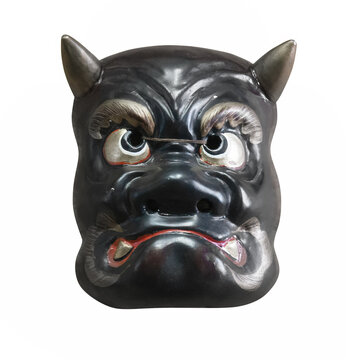 recommend clip art: Traditional Japanese mask of a demon, Kabuki Mask isolated on white background with clipping path