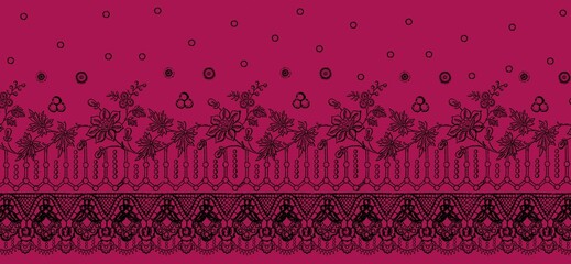 Multi colored decorated hand drawn rendered traced ornamental all over base background repeat pattern geometrical texture border ethnic creative design Black And White textile