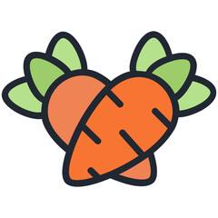 Carrot filled line color icon
