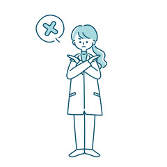 NGサインを出す白衣の女性のイラスト