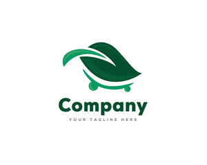 green eco leaf green organic cart logo template illustration