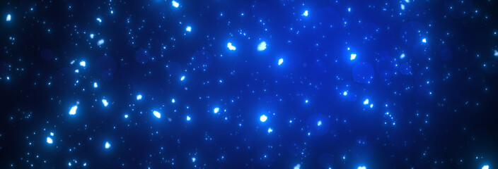 キラキラと舞う光の粒の横長の壁紙　パーティクル　光の粒　粒々