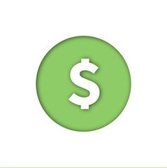 Dollar icon. Financial services, money concept, return on investment, savings account, currency exchange. Paper art style. Vector illustration

