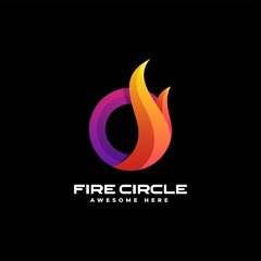 Vector Logo Illustration Fire Circle Gradient Colorful Style.