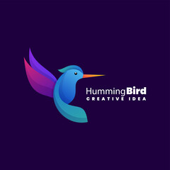 Vector Logo Illustration Hummingbird Gradient Colorful Style.
