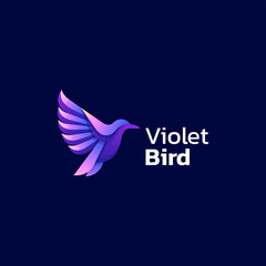 Vector Logo Illustration Violet Bird Gradient Colorful Style.